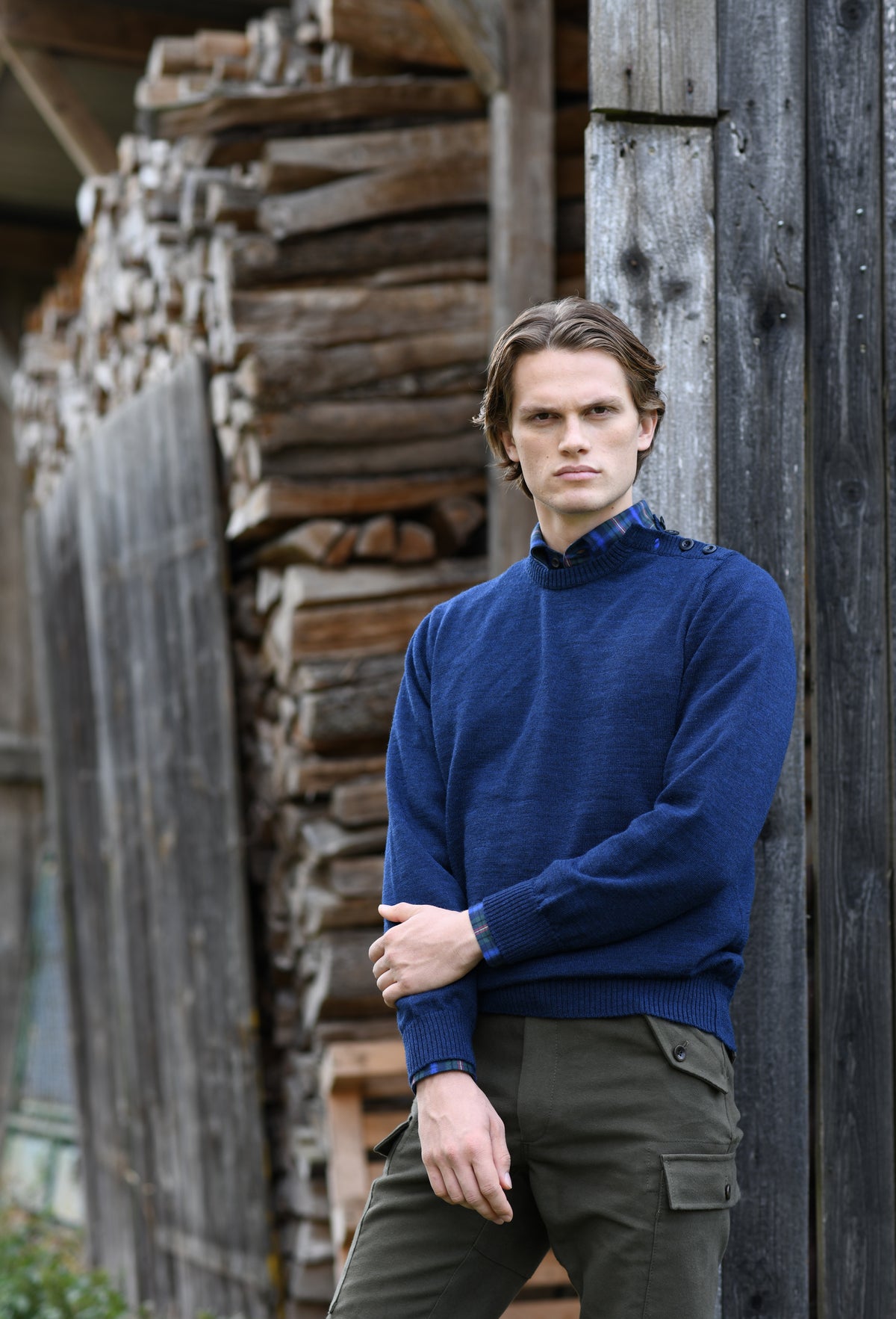 Pullover Schulterknöpfe, blau