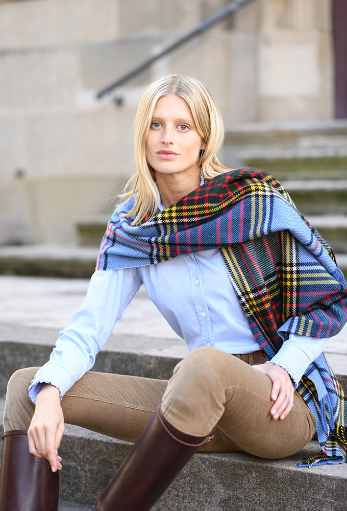 Schal Kaschmir Tartan, blau