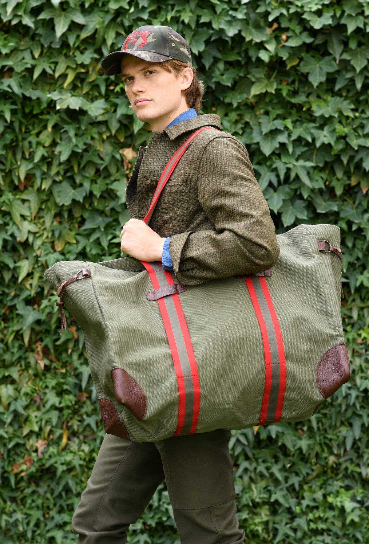 Shopper Canvas XL, rot/grün